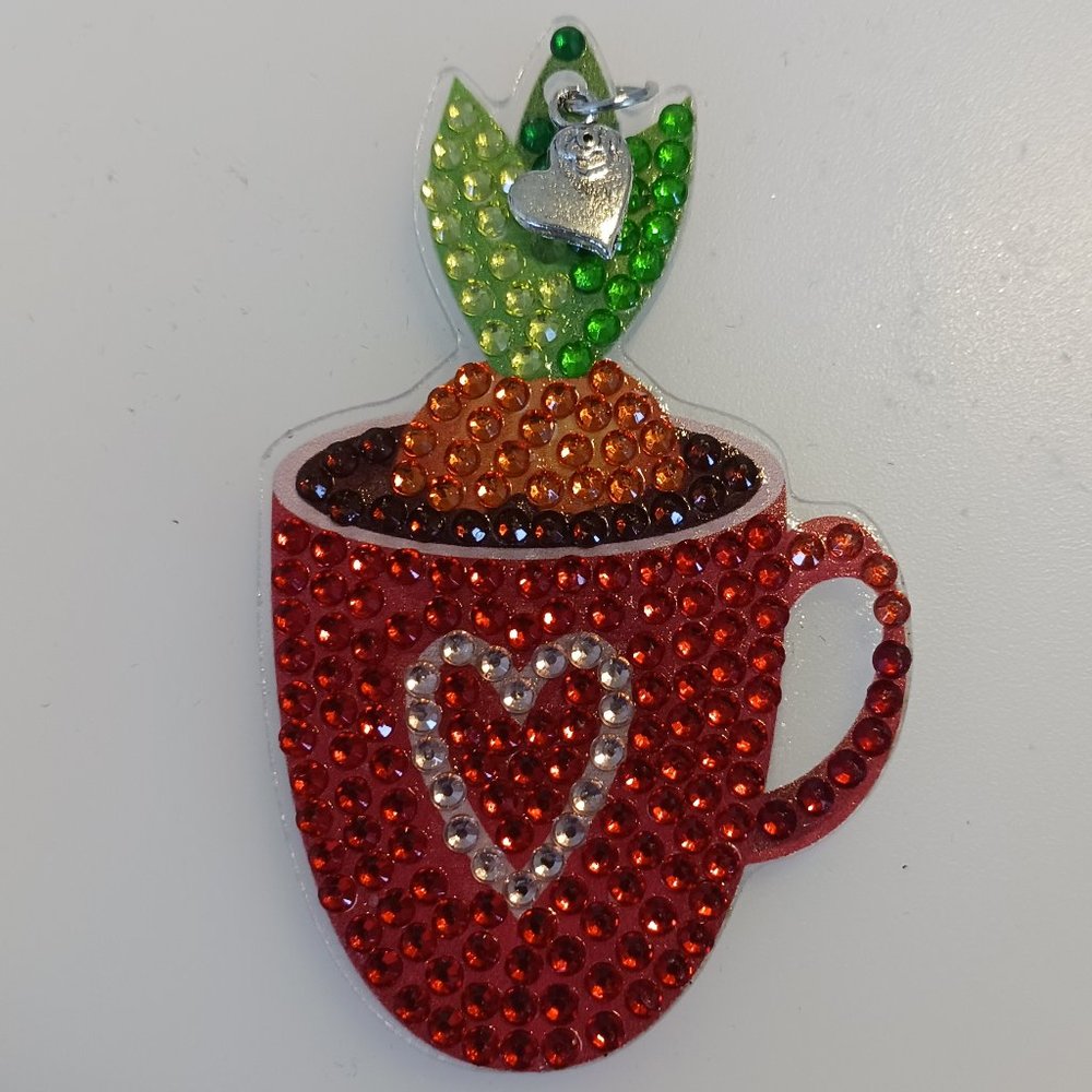 Flower pot magnet with metal heart charm
